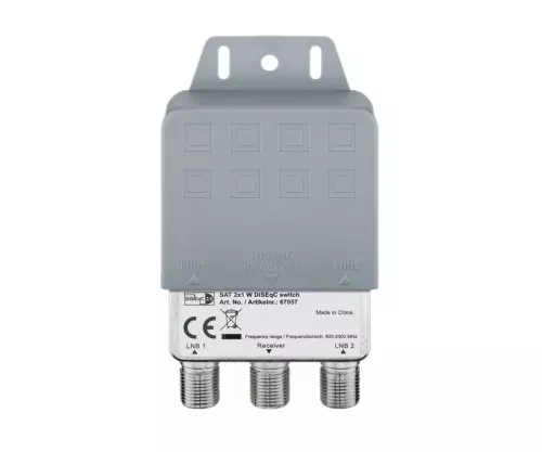 DINIC DiSEqC Commutatore LNB 2/1 per 2 LNB su 1 TV, scatola DINIC con foro europeo